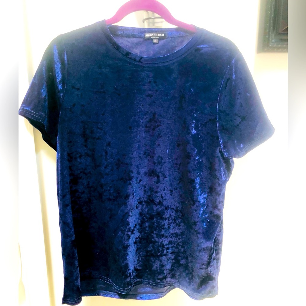 Vintage Vibrant Violet Velour Short Sleeve Top